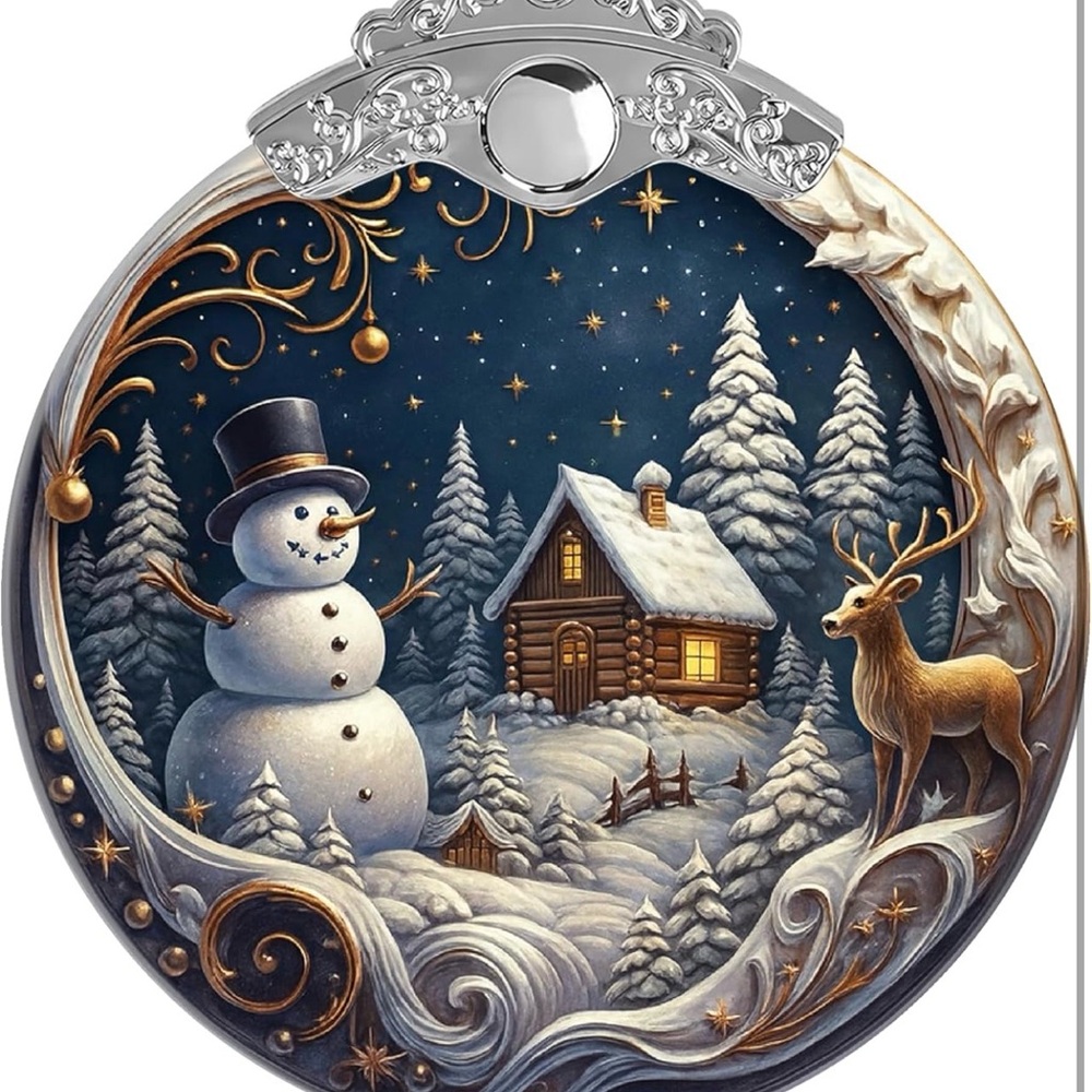 Holiday Snowman and Reindeer Ornament